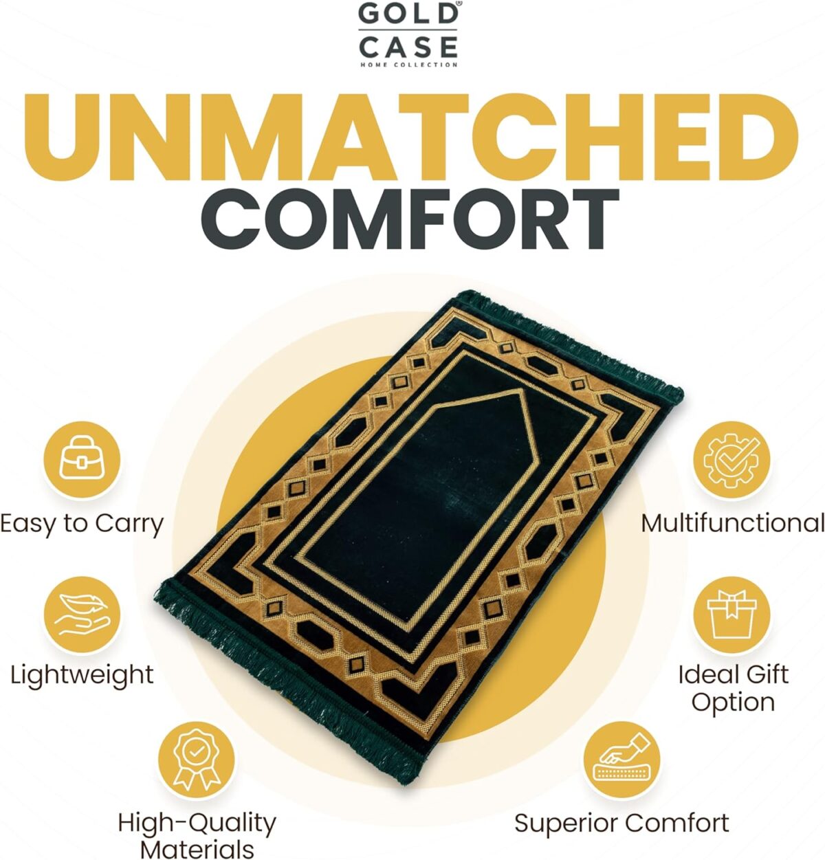 Home Collection Islamic Prayer Mat - Islam Praying Rug for Muslim Women & Men - Soft Turkish Salah Mats Eid & Ramadan Gifts - Pray Bead (Tesbih) Included - Made in Turkiye - Green - Image 2