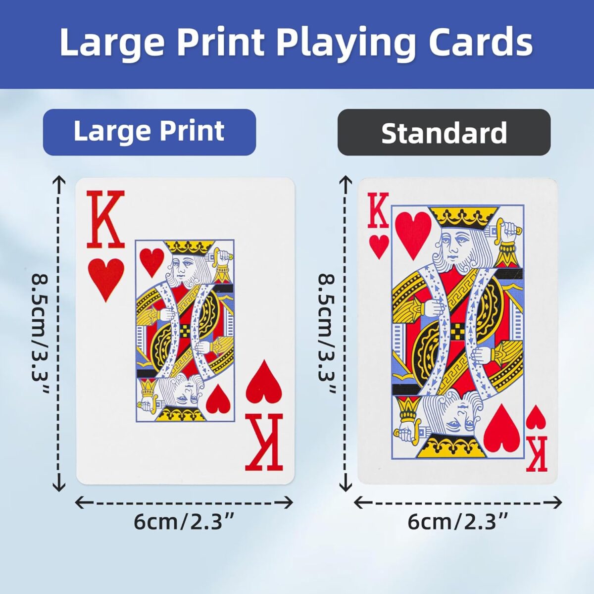 Playing Cards Large Print for Adults - 2 Pack, Large Print Playing Cards for Seniors, Vision Impaired, Low Vision Crowd, for Blackjack, Euchre, Canasta Card Game - Image 3