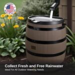 RTS Home Accents Premium 55-Gallon Rain Barrel with Removable Lid, Flat Back Rain Water Collection Barrel, Woodgrain with Black Stripes - Image 7