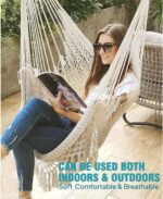 Chihee Hammock Chair Super Large Hanging Chair Soft-Spun Cotton Rope Weaving Chair, Collapsible Strong Metal Spreader Bar Wide Seat Lace Stretch Swing Chair Indoor Outdoor Garden Yard Theme Decoration - Image 6