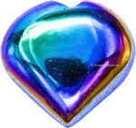 Titanium Aura Quartz Crystal Heart Palm Stone - Pocket Massage Worry Stone for Natural Body Chakra Balancing, Reiki Healing and Crystal Grid