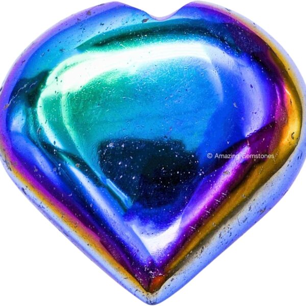 Titanium Aura Quartz Crystal Heart Palm Stone - Pocket Massage Worry Stone for Natural Body Chakra Balancing, Reiki Healing and Crystal Grid