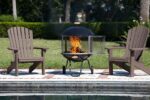 Fire Sense 01471 Fire Pit Bessemer Rolling Patio Fireplace Wooden Bonfire Porcelain Enamel Wood Burning with Wheels & Handle Grip for Outdoor Entertaining - Black & Silver - 28" - Image 2