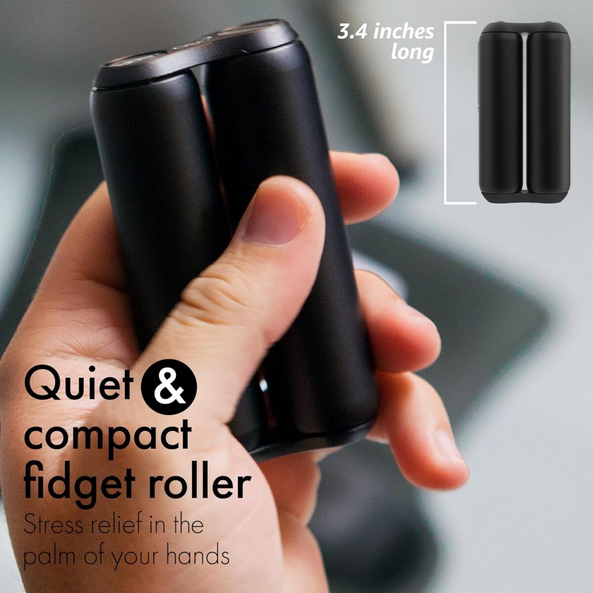 ONO Roller - Handheld Fidget Toy for Adults | Help Relieve Stress, Anxiety, Tension | Promotes Focus, Clarity | Compact, Portable Design (Full Size/Aluminum, Black) - Image 2