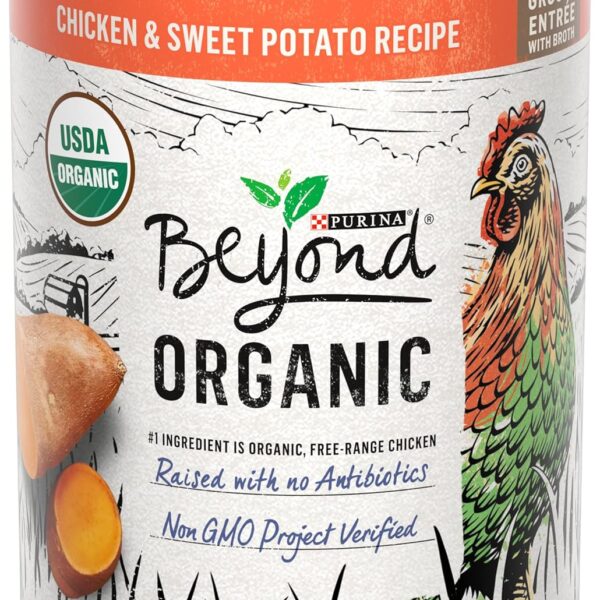 Purina Beyond Organic Wet Dog Food, Organic Chicken & Sweet Potato Adult Recipe Ground Entrée With Broth - (Pack of 12) 13 oz. Cans