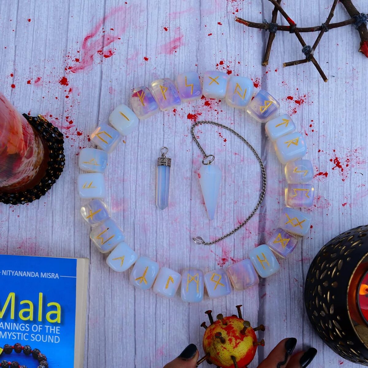 Runes, 25pcs Rune Stone With Engraved Elder Futhark, Wiccan Supplies and Tools, Pendulum Crystal, Indian Natural Stone Runes, Rune Stones, Witch Kit, Spiritual Gifts - Image 4
