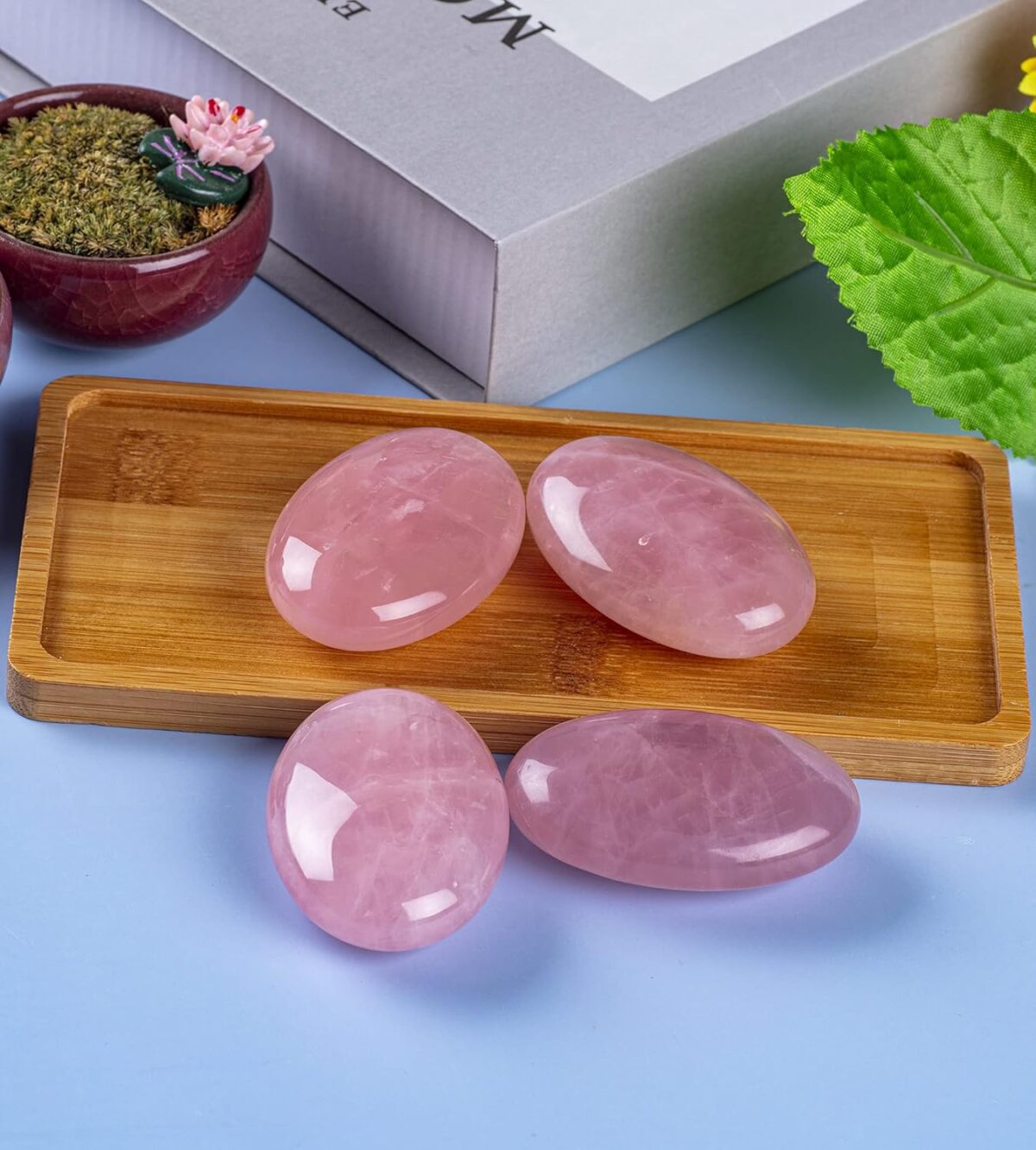 Rose Quartz Palm Stone Crystal Natural Chakra Reiki Polished Healing Love Oval Pocket Worry Stone Crystals for Anxiety Stress Relief Therapy - Image 5
