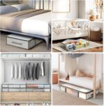4 Packs Under Bed Storage Containers Bins, Humid-Proof Plastic Underbed Storage Bins, Closet Organizers and Clothes Storage Bags, Under the Bed Blanket Storage with Handles for Clothes,Bedroom - Image 5