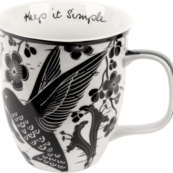 Karma Gifts 16 oz Black and White Boho Mug Hummingbird - Cute Coffee and Tea Mug - Ceramic Coffee Mugs for Women and Men, 1 Count (Pack of 1)