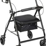 Drive Medical R726BK Foldable Rollator Walker with Seat, Black