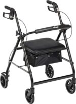 Drive Medical R726BK Foldable Rollator Walker with Seat, Black
