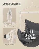 SONGMICS Hammock Chair, Load Capacity 500 lb, Hanging Chair with 2 Cushions, Large Hammock Swing with Chain and Pocket, for Indoor, Outdoor, Living Room, Bedroom, Slate Gray UGDC197G02 - Image 4