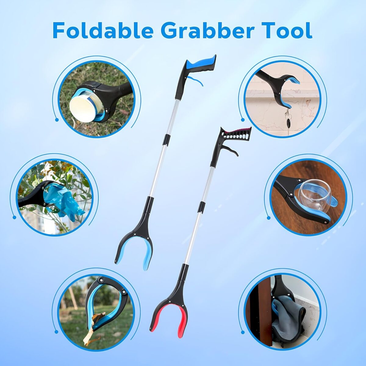 Grabber Reacher Tool - 32” Extra Long Foldable Gripper and Reaching Tool - Heavy Duty Pick Up Stick Grabbers for Seniors, Trash, Surgery Recovery Must Haves Gifts (Blue) - Image 5