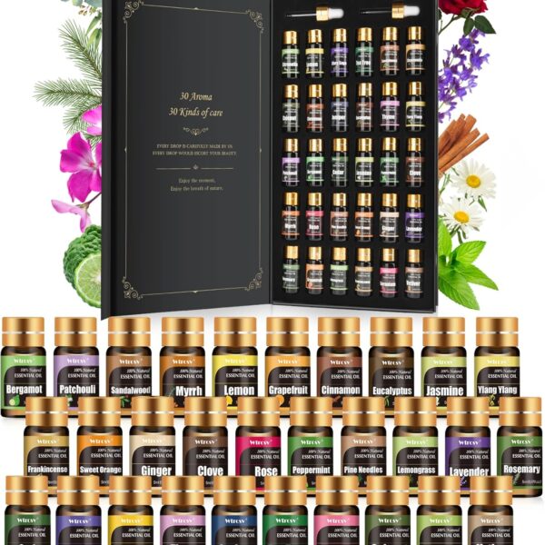 Essential Oils Set -Essential Oils - 100% Natural Essential Oils-Perfect for Diffuser, Humidifier,Aromatherapy, Massage,Skin & Hair Care,30x5 ml(0.17fl.oz