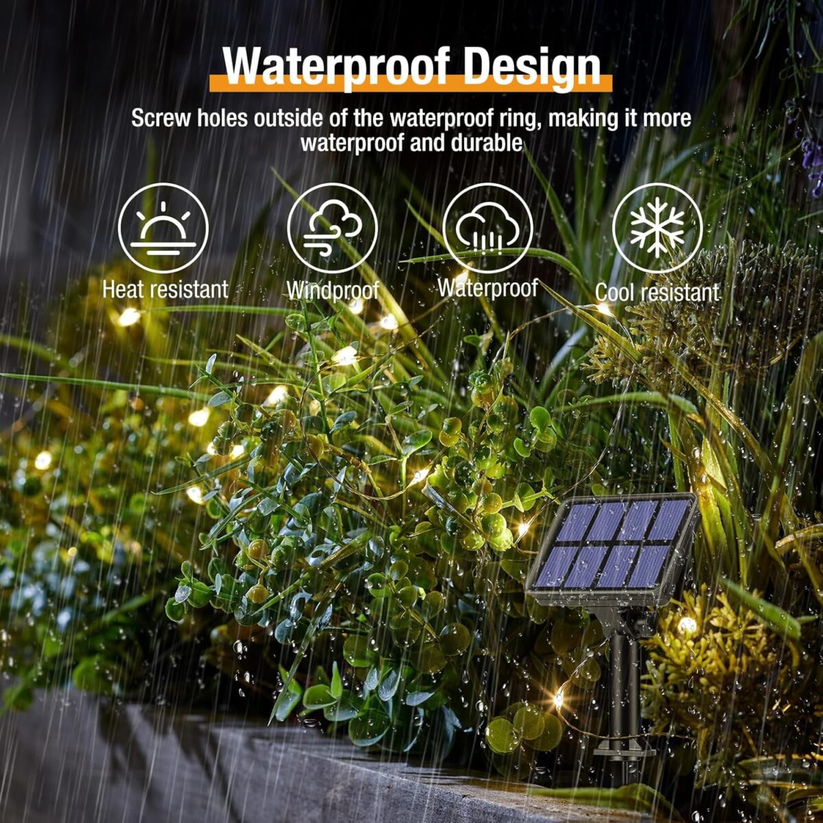 4 Pack Solar String Lights Outdoor - 320LED 132FT Solar Fairy Lights Waterproof 8 Modes, Copper Wire Solar Powered Twinkle Lights for Outside Tree Garden Christmas Wedding Party Decor (Warm White) - Image 5