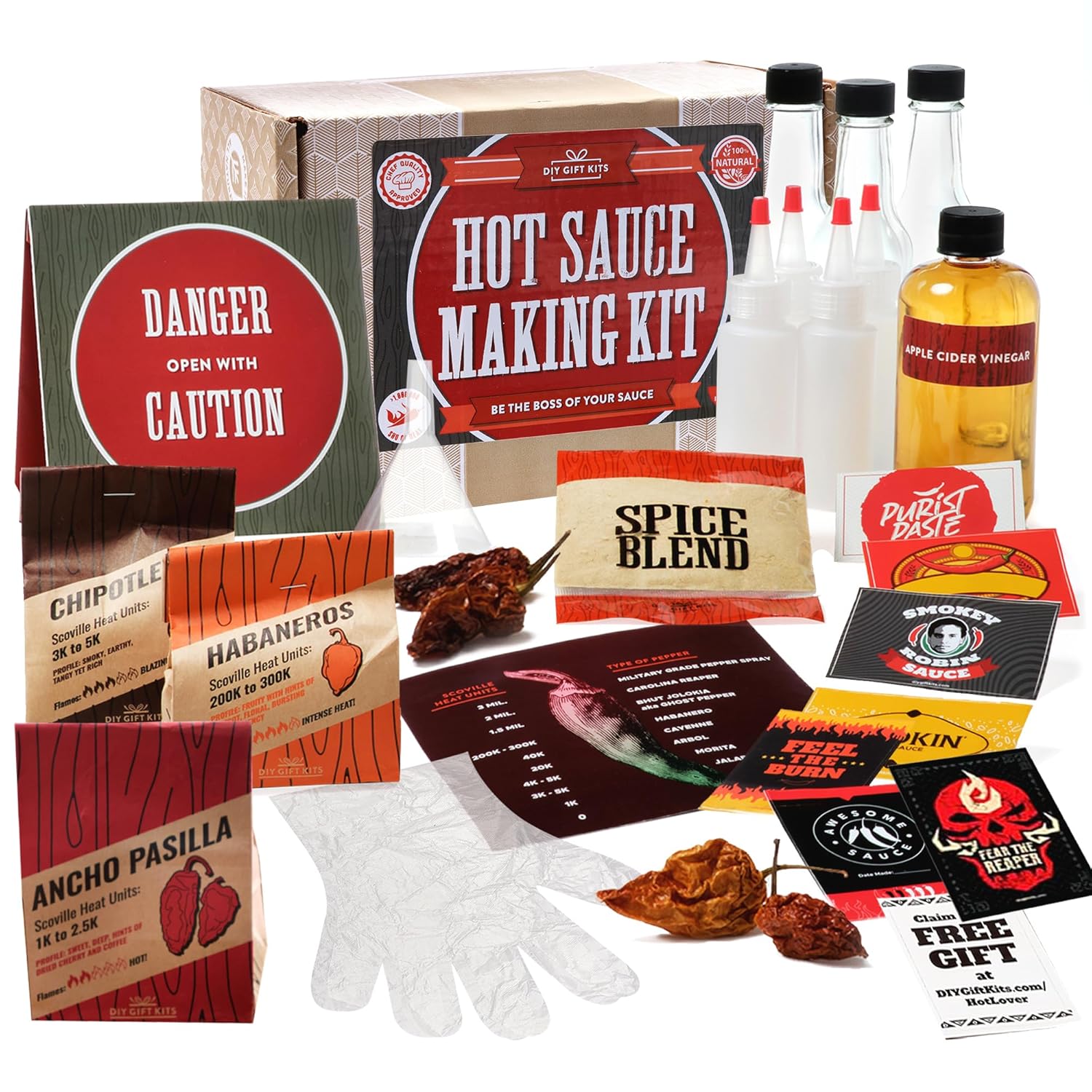 81U46FgCm7L._SL1500_.jpg DIY Gift Kits - Hot Sauce Making Kit Everything Included - Unique Cooking Gifts For Men - Gifts For Husband, Boyfriend, Dads Who Have Everything - Standard (26 Pcs Set) - Image 1