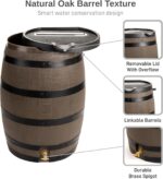 RTS Home Accents Premium 55-Gallon Rain Barrel with Removable Lid, Flat Back Rain Water Collection Barrel, Woodgrain with Black Stripes - Image 4