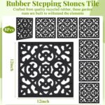 Pangda 8 Pcs 12 x 12 Inch Rubber Stepping Stone Outdoor for Garden Pathway Paver Outside Stepping Tile Heavy Duty Retro Decorative Pavers for Walkway Path Landscaping Yard Lawn(Black,Cross Square) - Image 2