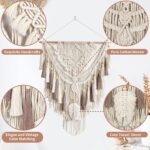 Macrame Wall Hanging, Woven Tapestry Beige & Dusty Rose Handmade Craft Macrame Wall Decor, Gallery & Nursery, Size 37.4” Lx27.5” W - Image 3