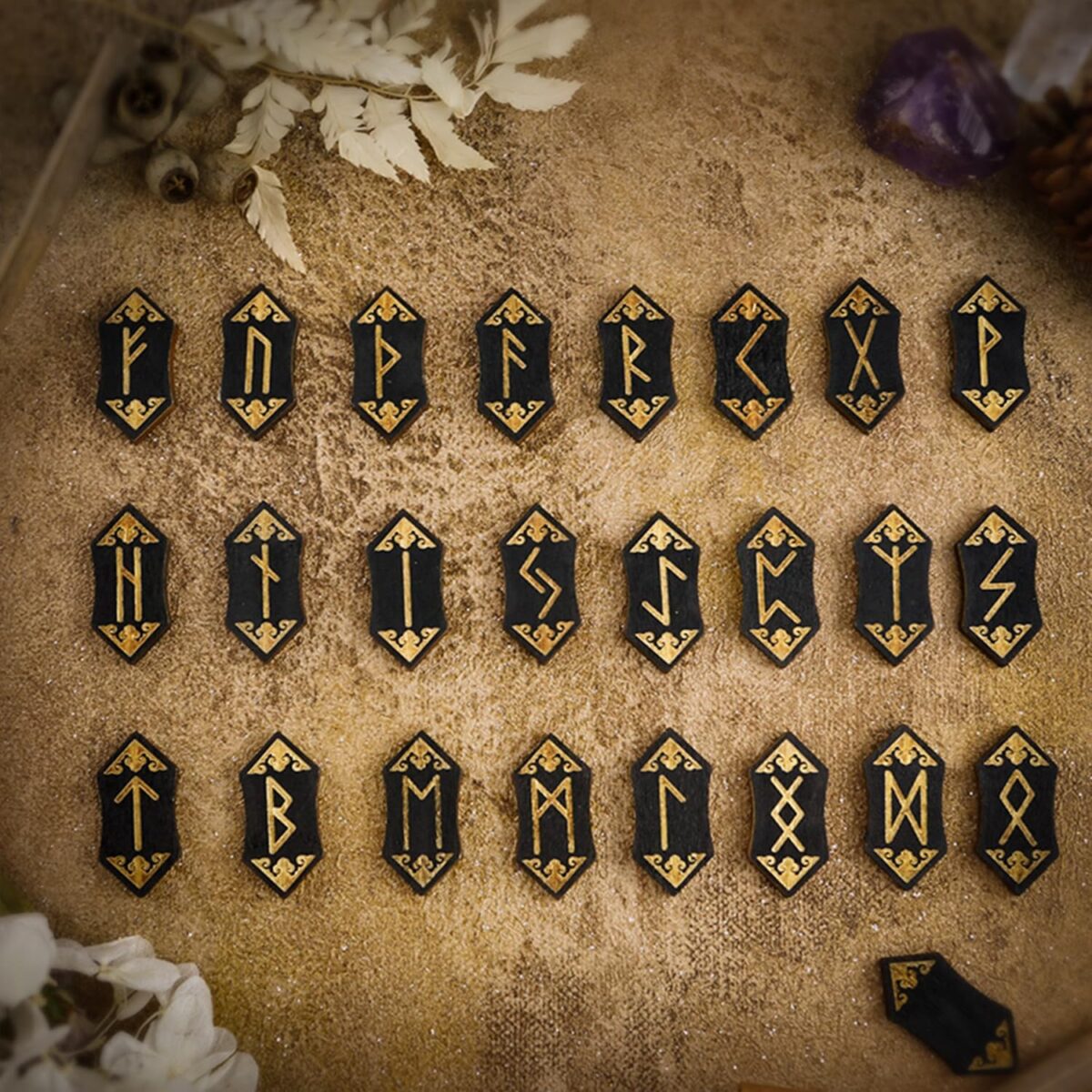 Runes Set, 25Pcs Wooden Viking Rune Stone Set with Guide Book, Velvet Bag, Norse Runas for Beginners,Witchcraft/Divination/Meditation/Spiritual - Image 8