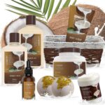 Bath and Body Gift Basket For Women and Men – 9 Piece Set of Vanilla Coconut Home Spa Set, Includes Fragrant Lotions, Extra Large Bath Bombs, Coconut Oil, Luxurious Bath Towel & More - Image 5