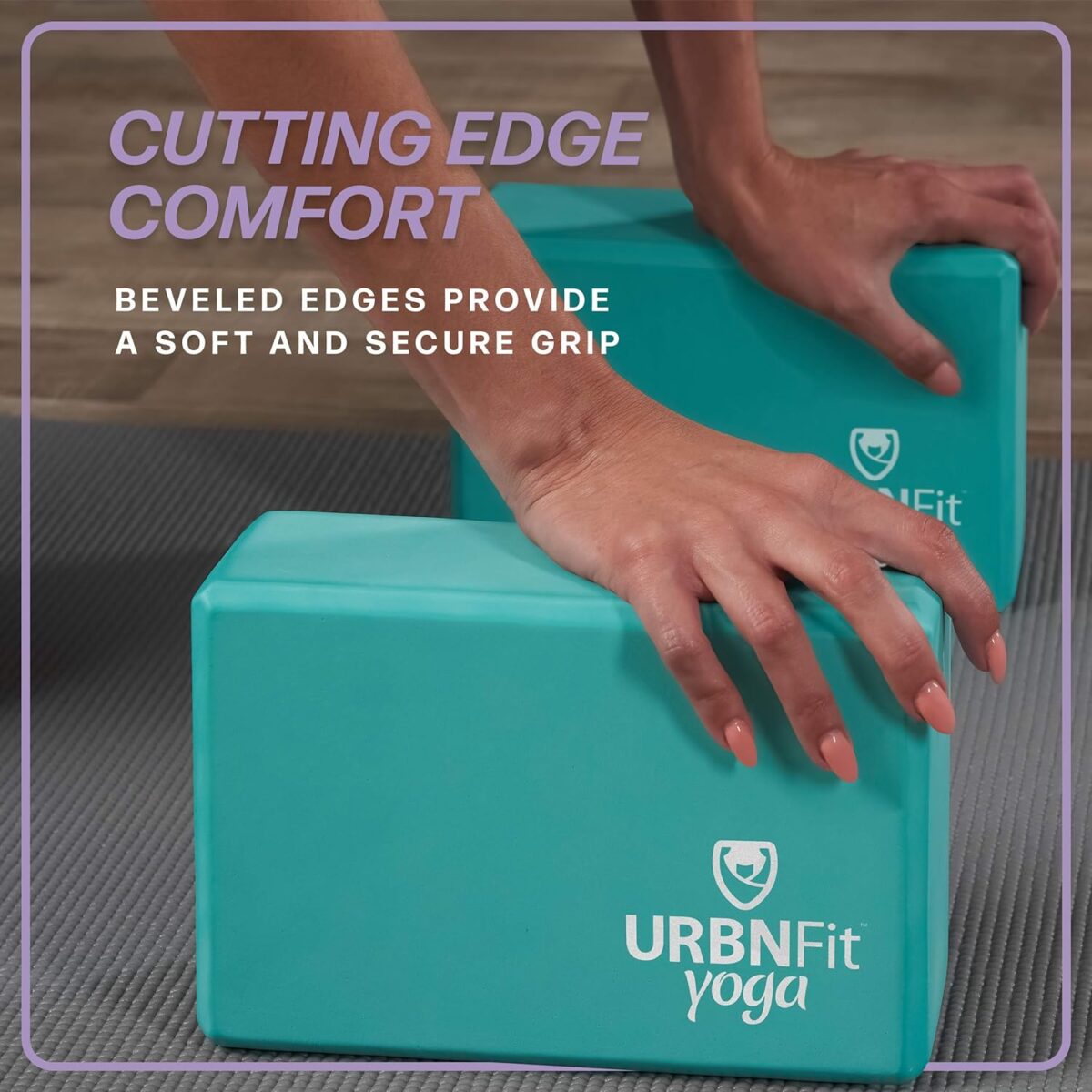 URBNFit Yoga Blocks 2 Pack - Sturdy Foam Yoga Block Set with Strap for Exercise, Pilates Workout, Stretching, Meditation, Stability - High Density Non Slip Brick, Fitness Accessories - Image 4