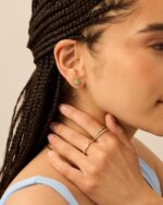 PAVOI 14K Gold Plated Hexagon Gemstone Stud Earrings for Women | Natural Birthstone Earring Pair - Image 4