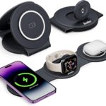 3 in 1 Charging Station for Apple Multiple Devices, Foldable Travel Wireless Charger 18W for iPhone 16 15 14 13 Pro Max Plus &Apple Watch Series/Airpods