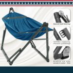 Tranquillo Hammock 550 lbs Capacity Uniki Double Hammock Stand, Portable Hammock Stand, Collapsible Outdoor Hammock with Stand, Signature Steel Stand Breathable Canvas Hammock Net, Blue - Image 3