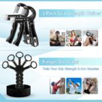 Grip Strength Trainer(5 Pack) with Finger Exerciser, Hand Grip Strengthener, Finger Stretcher,Grip Ring & Stress Relief Ball for Muscle Building and Injury Recover with Carry Bag - Image 3