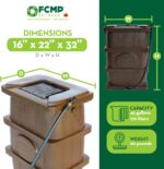 FCMP Outdoor Slim Line Design 45-Gallon Wood Grain Outdoor Home Rain Water Catcher Barrel Flat Back Container with Spigots and Mesh Screen, Brown - Image 2