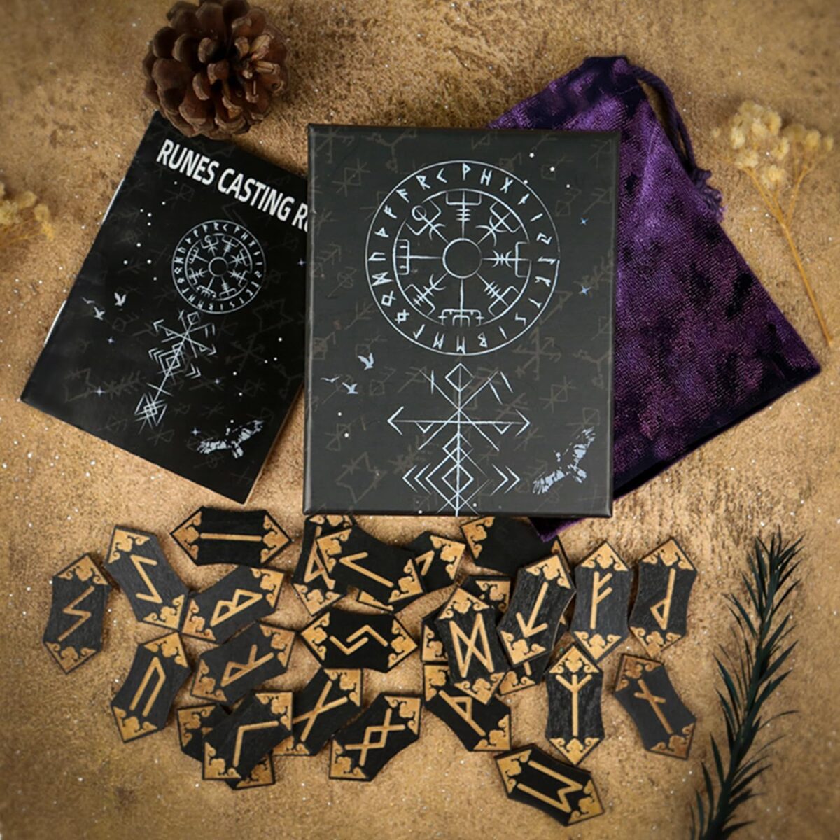 Runes Set, 25Pcs Wooden Viking Rune Stone Set with Guide Book, Velvet Bag, Norse Runas for Beginners,Witchcraft/Divination/Meditation/Spiritual - Image 7