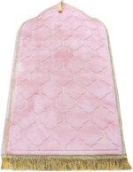 Muslim Prayer Mat, Thick Soft Velvet Muslim Rug, Portable Muslim Prayer Rug, Turkish Prayer Carpet,Janamaz Sajada Carpet for Men and Women Plain Solid Prayer Mat Ramadan Eid Gift.- Pink