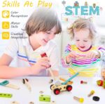 KIDWILL Kids Tool Set with Tool Box & DIY Stickers, Pretend Play STEM Construction Kits for Toddlers 3-5, Montessori Toys for 3 4 5 Year Old, Wooden Play Tools Set, Toddler Boy Toys - Image 6