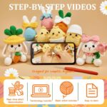 MAGIMUSE Crochet Kit for Beginners, Crochet Starter Kits for Adults Amigurumi Craft Knitting Crochet Animals Kits w Step-by-Step Video Tutorials, Easter Bunny/Chick/Eggs(40%+ Yarn) - Image 3