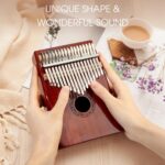 Kalimba Thumb Piano,YUNDIE Portable 17 Keys Mbira Finger Piano with Tune Hammer and Study Instruction,Musical Instruments Gift for Adult Beginners Professional(Brownish Red) (17 Keys) - Image 4