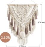 Macrame Wall Hanging, Woven Tapestry Beige & Dusty Rose Handmade Craft Macrame Wall Decor, Gallery & Nursery, Size 37.4” Lx27.5” W - Image 5