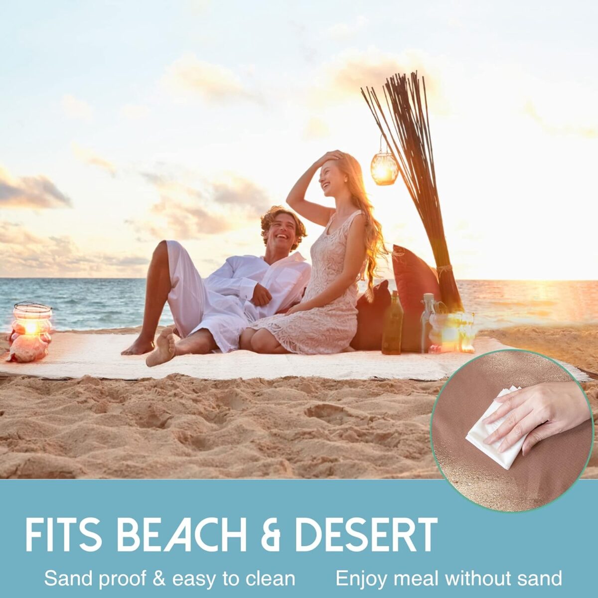 Tiny Land Picnic Blankets, 2 in1 Double Layer Waterproof Mat + Blanket, Machine Washable Outdoor Blanket, Portable Camping Blanket, Extra Large Beach Mat, for Camping Park Beach Grass - Image 5