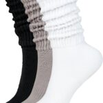Kamo Fitness Cozy Socks 3-Pair Pack - Scrunch Long Crew Socks for Women, Soft & Breathable Boot and Slouch Socks, Size 5-9