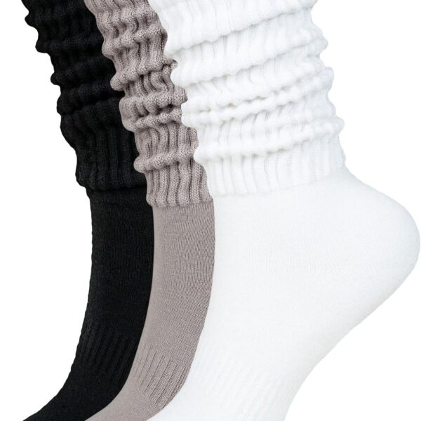 Kamo Fitness Cozy Socks 3-Pair Pack - Scrunch Long Crew Socks for Women, Soft & Breathable Boot and Slouch Socks, Size 5-9