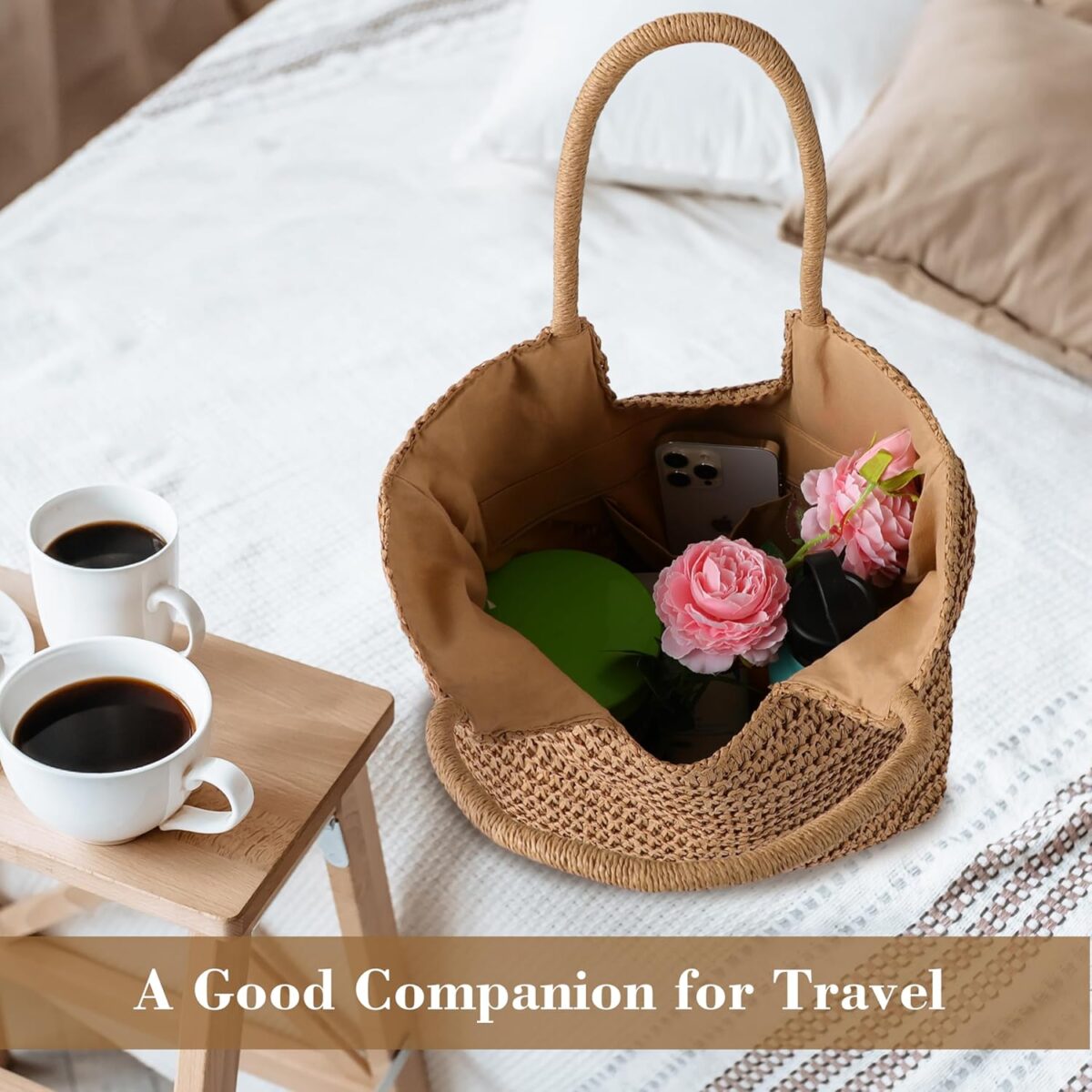 Straw Beach Bags for Women - Summer Woven Tote Bag Shoulder Handbags, Large Beach Bag for Women for Holiday - Image 6