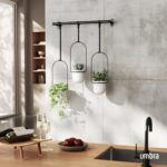 Umbra Triflora Hanging Planter for Window, Indoor Herb Garden, Set of 3, White/Black - Image 2