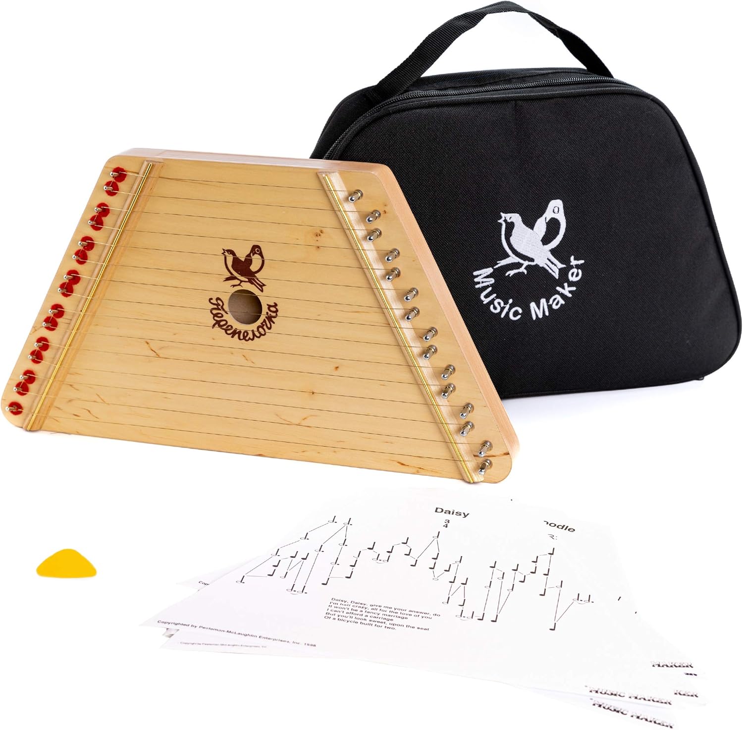 81WUmBvCW5L._AC_SL1500_.jpg European Expressions Music Maker Lap Harp with Sheet Music and Black Carrying Case - Image 1