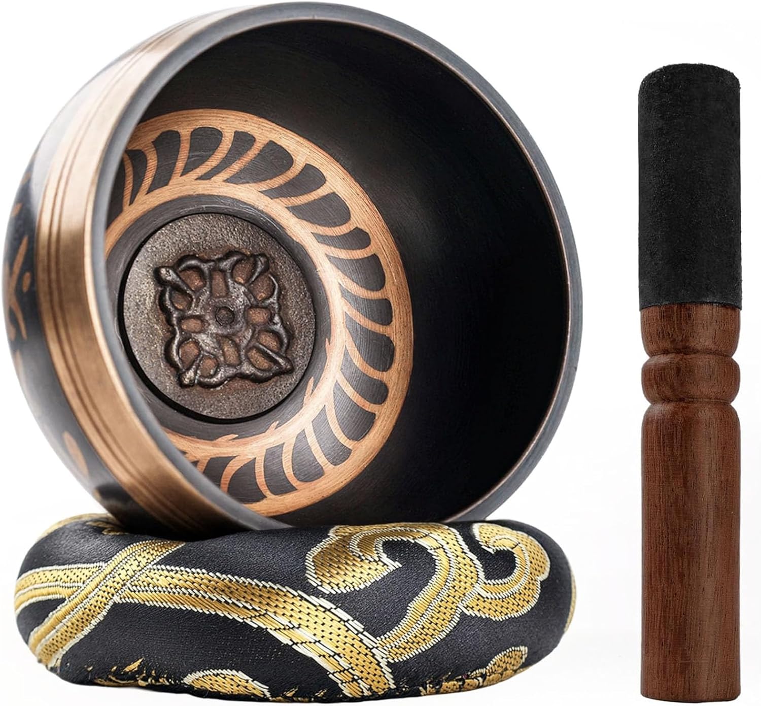 81WjdJGP0iL._AC_SL1500_.jpg DomeStar 3.3 Inch Tibetan Singing Bowl Set, Hand Hammered Sound Bowls Meditation Set for Yoga Meditation, Sound Therapy, Spiritual Gatherings and Stress Relief - Image 1