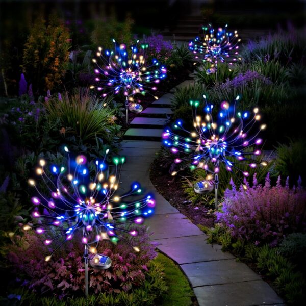 Anordsem Solar Fireworks Lights Outdoor: Garden Light Waterproof for Yard Outside - LED Sparkler Colorful Lighting Patio Path Decoration - Gardening Gifts for Women Mom Neighbours