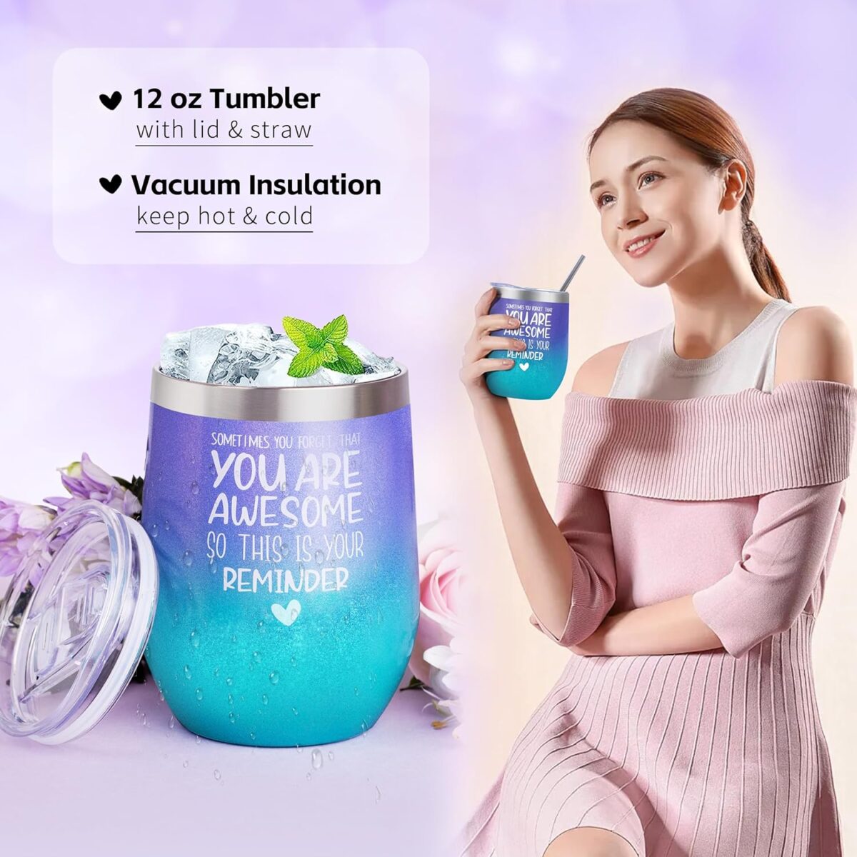 LUCOTIYA Gifts for Women, Mother's Day Gifts Basket for Woman Birthday Wine Tumbler Self Care Package Gift for Mom, Bestie, Her, Sister, Wife, Auntie Thank You Gift for Women Teacher Appreciation - Image 3