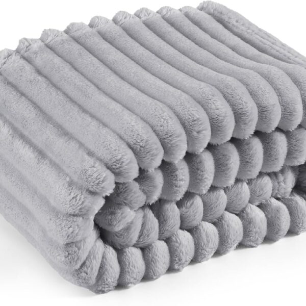 Bedsure Throw Blanket for Couch - GentleSoft Cozy Soft Blankets for Women, Cute Small Fleece Throws for Girls, Light Grey, 50x60 Inches