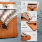 Kalimba Thumb Piano,YUNDIE Portable 21 Keys Mbira Finger Piano with Tune Hammer and Study Instruction,Musical Instruments Gift for Kid Adult Beginners Professional(Brown) - Image 2
