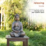 Alpine Corporation 15" Tall Indoor/Outdoor Meditating Buddha Statuary Décor - Image 5