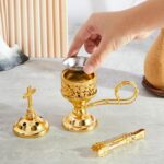 Zonon 2 Sets Incense Burner with Tong, Gold Frankincense Charcoal Incense Stand Holder, Ideal for Yoga, Spa, Aromatherapy, Home and Christian Church Censer - Image 5